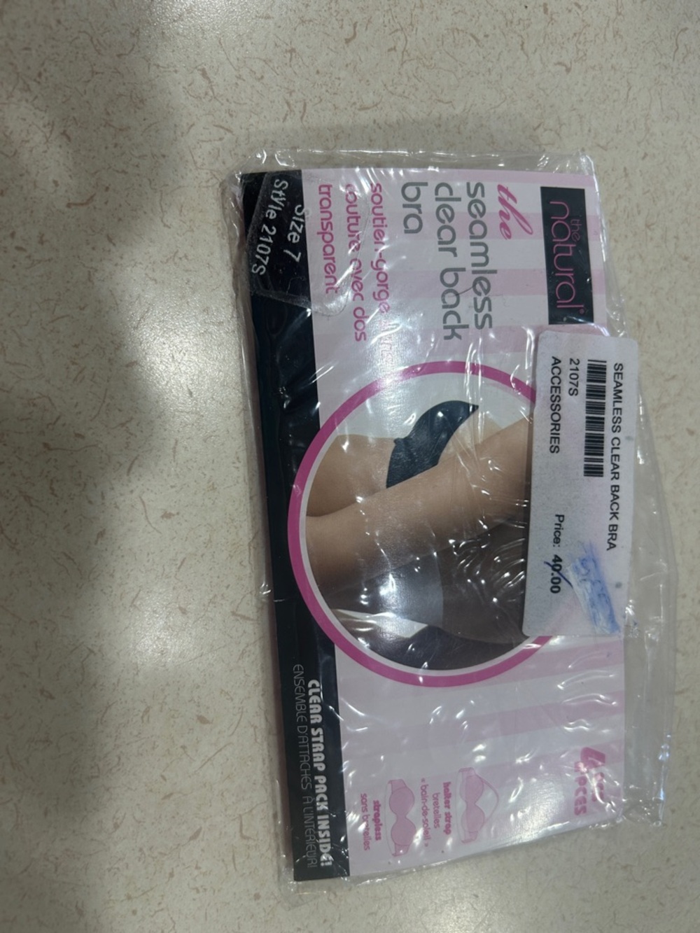 Seamless Clear Back Bra - Black